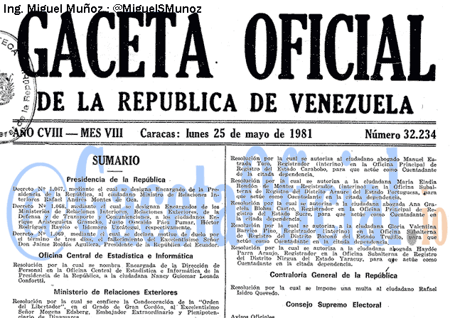 Gaceta Oficial 32234 del 25 Mayo 1981