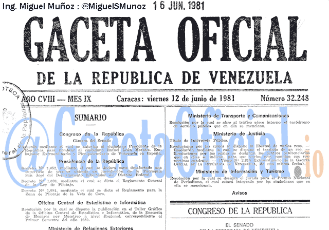 Gaceta Oficial 32248 del 12 Junio 1981
