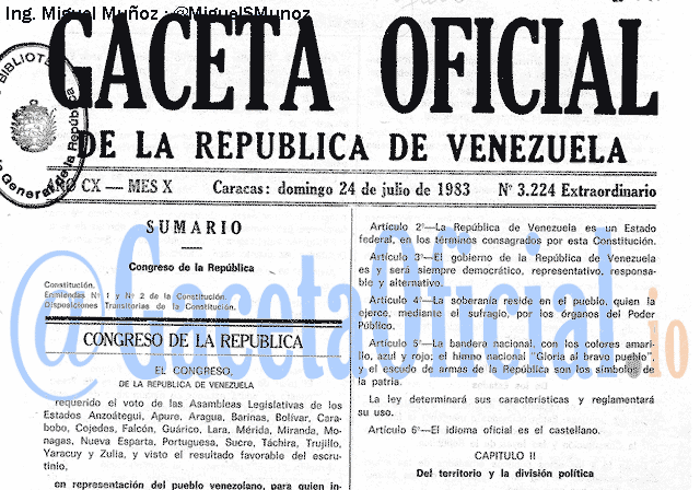 Gaceta Oficial 3224 del 24 Julio 1983