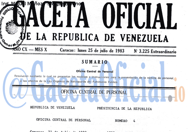 Gaceta Oficial 3225 del 25 Julio 1983