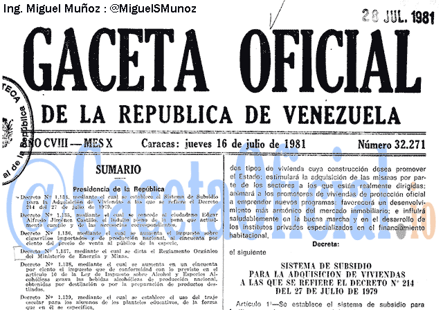 Gaceta Oficial 32271 del 16 Julio 1981