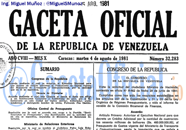 Gaceta Oficial 32283 del 4 Agosto 1981