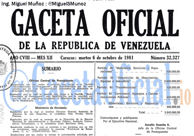 Gaceta Oficial 32327 del 6 Octubre 1981