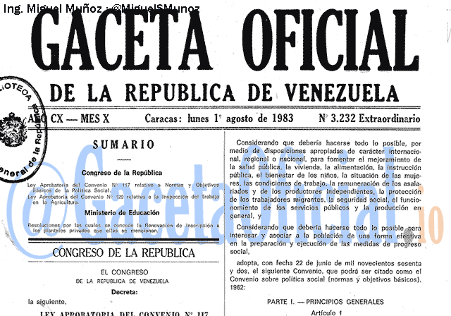 Gaceta Oficial 3232 del 1 Agosto 1983