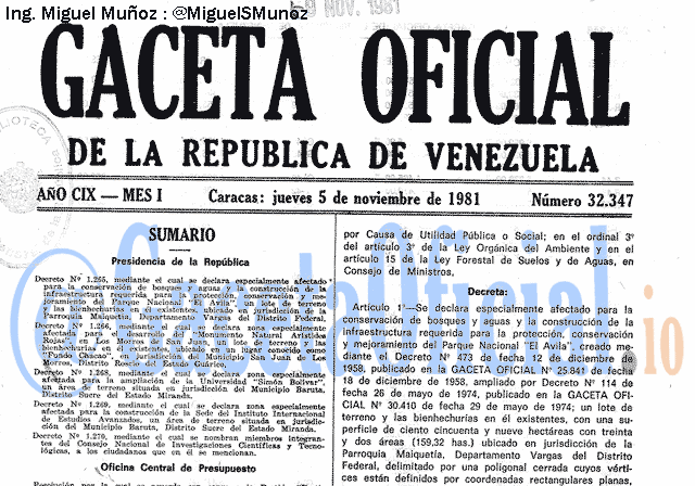 Gaceta Oficial 32347 del 5 Noviembre 1981