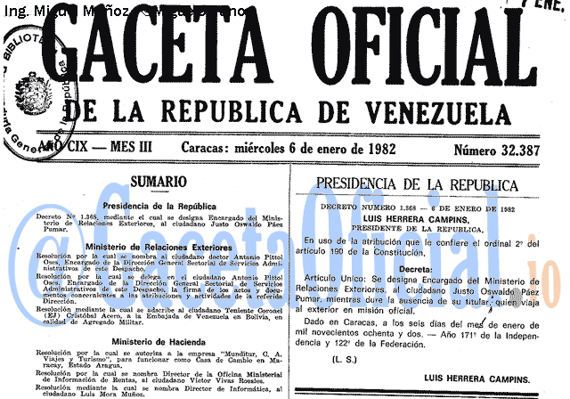 Gaceta Oficial 32387 del 6 Enero 1982