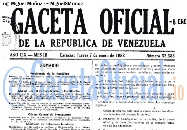 Gaceta Oficial 32388 del 7 Enero 1982