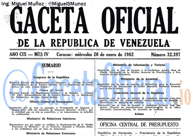 Gaceta Oficial 32397 del 20 Enero 1982