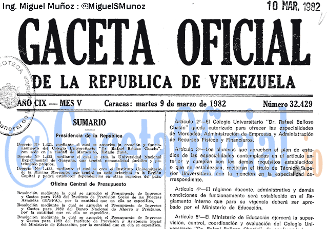 Gaceta Oficial 32429 del 9 Marzo 1982