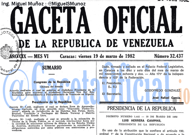 Gaceta Oficial 32437 del 19 Marzo 1982