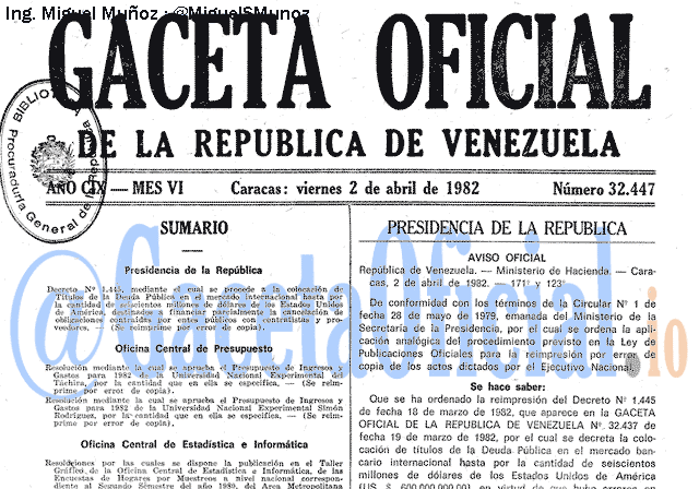 Gaceta Oficial 32447 del 2 Abril 1982