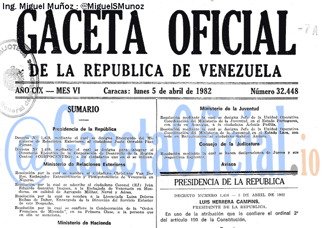 Gaceta Oficial 32448 del 5 Abril 1982