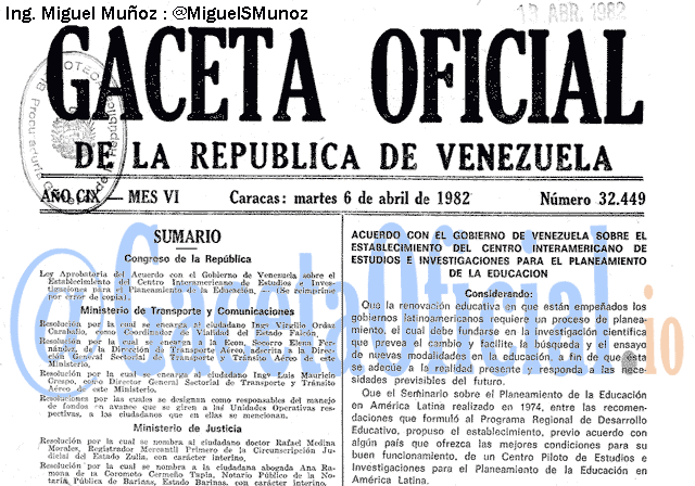 Gaceta Oficial 32449 del 6 Abril 1982