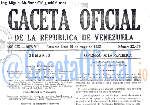 Gaceta Oficial 32470 del 10 Mayo 1982