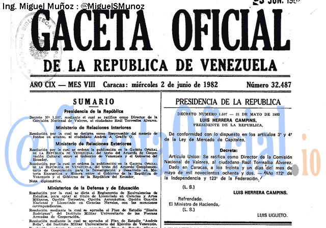 Gaceta Oficial 32487 del 2 Junio 1982