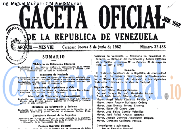 Gaceta Oficial 32488 del 3 Junio 1982