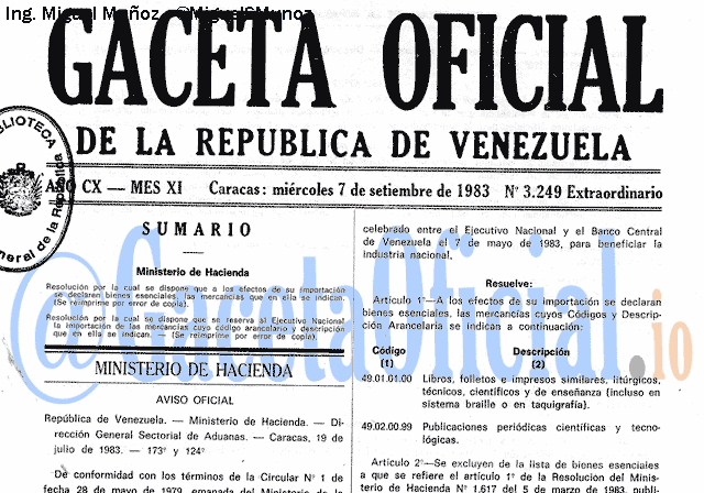 Gaceta Oficial 3249 del 7 Septiembre 1983