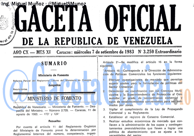 Gaceta Oficial 3250 del 7 Septiembre 1983