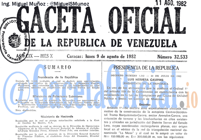 Gaceta Oficial 32533 del 9 Agosto 1982