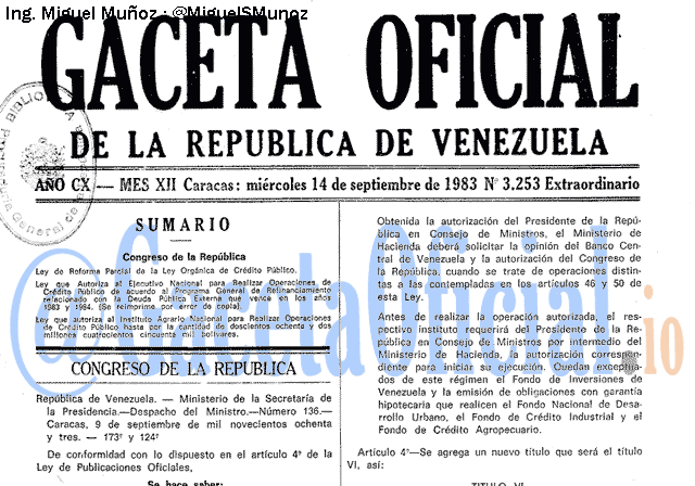Gaceta Oficial 3253 del 14 Septiembre 1983