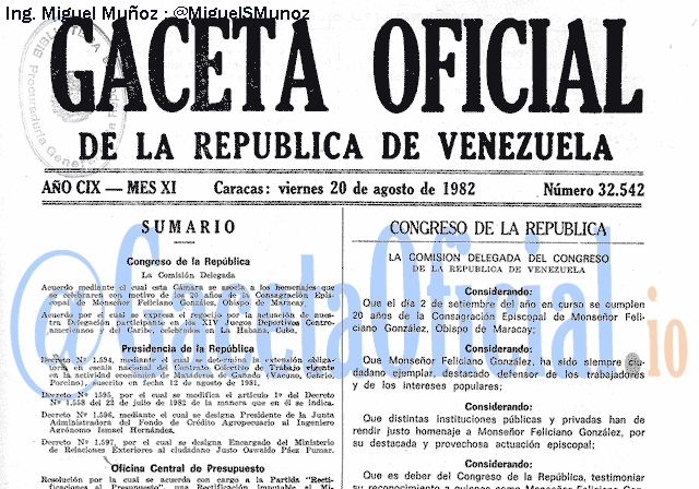 Gaceta Oficial 32542 del 20 Agosto 1982