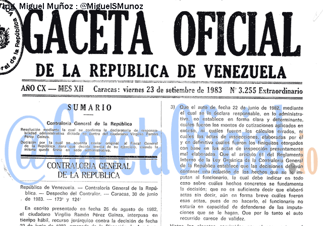 Gaceta Oficial 3255 del 23 Septiembre 1983