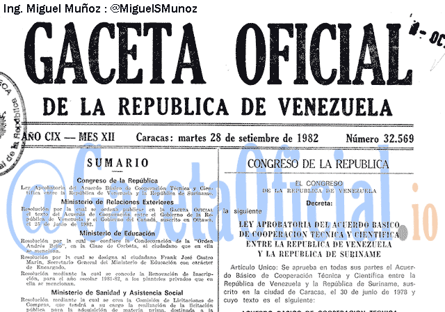 Gaceta Oficial 32569 del 28 Septiembre 1982