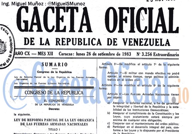 Gaceta Oficial 3256 del 26 Septiembre 1983
