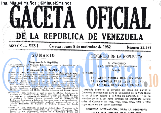 Gaceta Oficial 32597 del 8 Noviembre 1982