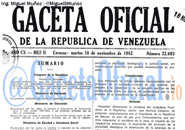 Gaceta Oficial 32603 del 16 Noviembre 1982