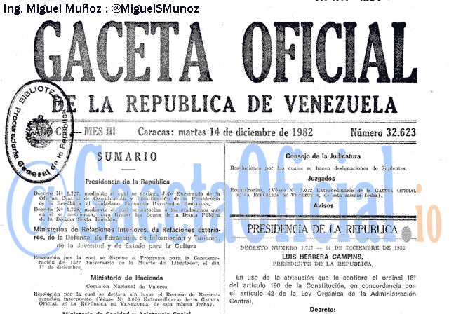 Gaceta Oficial 32623 del 14 Diciembre 1982