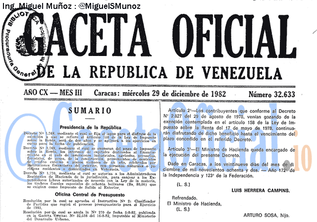 Gaceta Oficial 32633 del 29 Diciembre 1982
