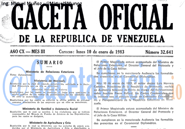 Gaceta Oficial 32641 del 10 Enero 1983