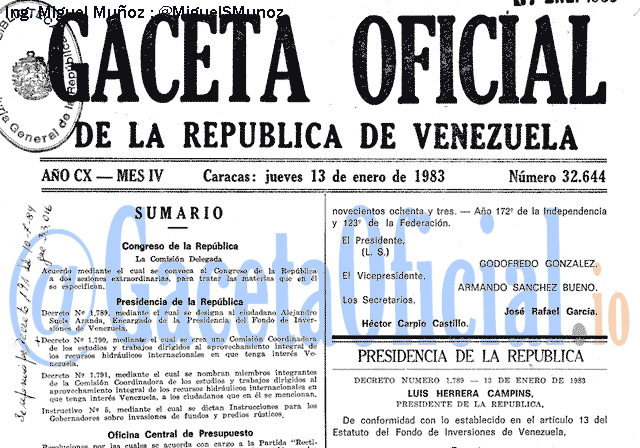 Gaceta Oficial 32644 del 13 Enero 1983