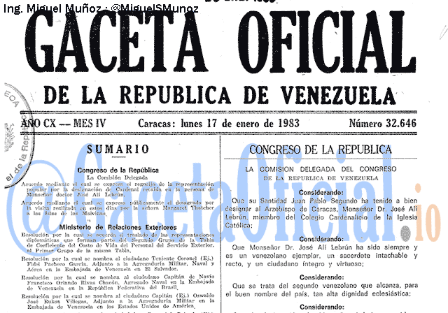 Gaceta Oficial 32646 del 17 Enero 1983