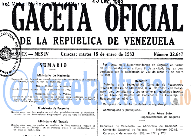 Gaceta Oficial 32647 del 18 Enero 1983