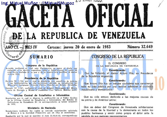 Gaceta Oficial 32649 del 20 Enero 1983