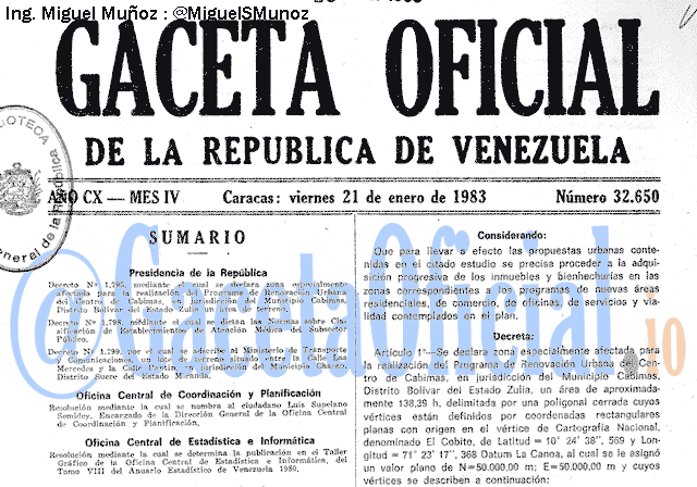 Gaceta Oficial 32650 del 21 Enero 1983
