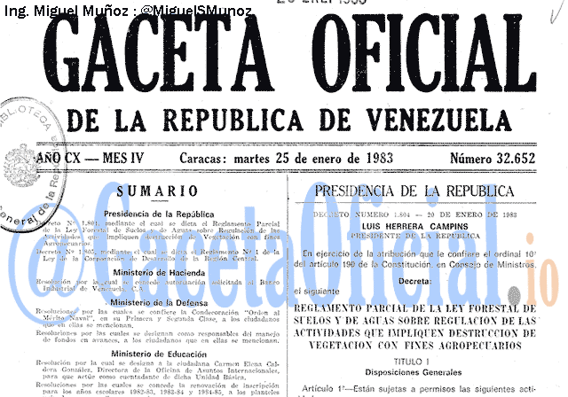 Gaceta Oficial 32652 del 25 Enero 1983