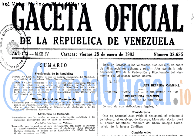 Gaceta Oficial 32655 del 28 Enero 1983