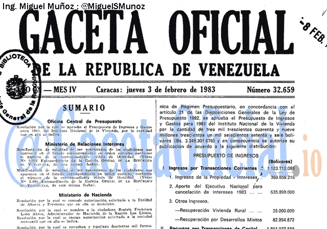 Gaceta Oficial 32659 del 3 Febrero 1983