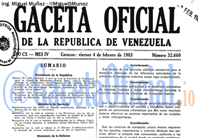 Gaceta Oficial 32660 del 4 Febrero 1983