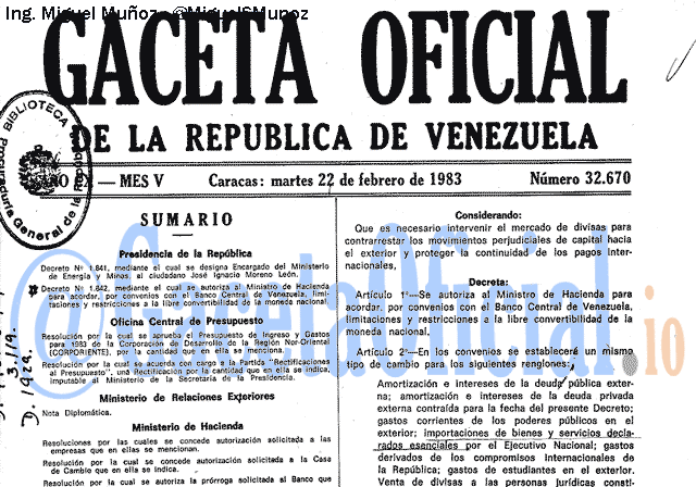 Gaceta Oficial 32670 del 22 Febrero 1983