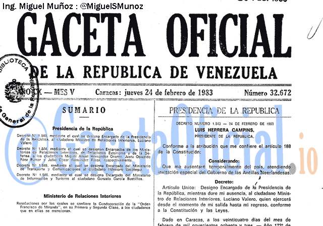 Gaceta Oficial 32672 del 24 Febrero 1983