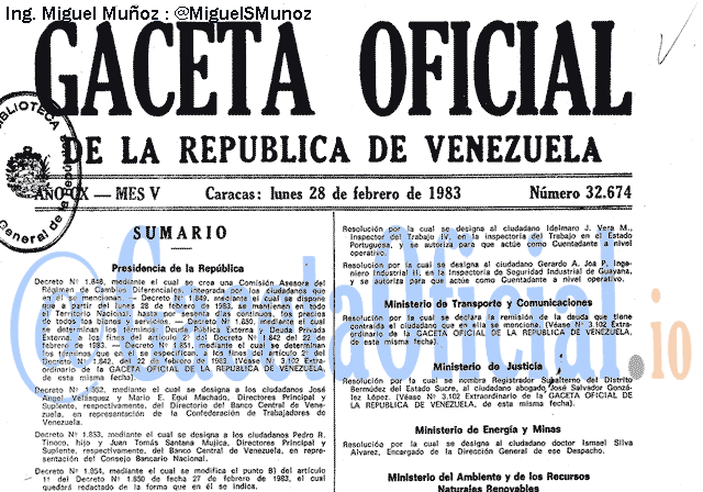 Gaceta Oficial 32674 del 28 Febrero 1983