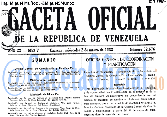 Gaceta Oficial 32676 del 2 Marzo 1983