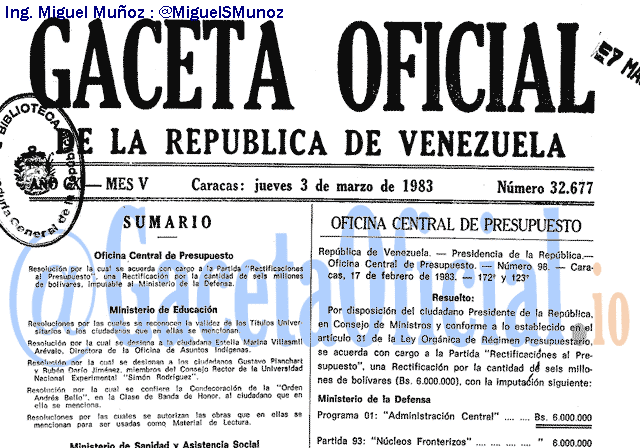 Gaceta Oficial 32677 del 3 Marzo 1983