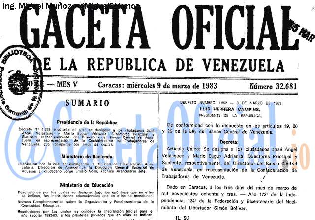 Gaceta Oficial 32681 del 9 Marzo 1983