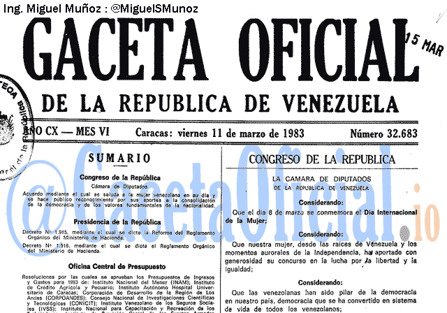 Gaceta Oficial 32683 del 11 Marzo 1983