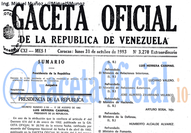 Gaceta Oficial 3270 del 31 Octubre 1983